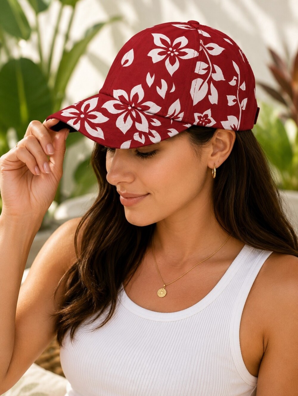 Floral Daystone Adjustable Baseball Cap – Hawaiian Hibiscus Print